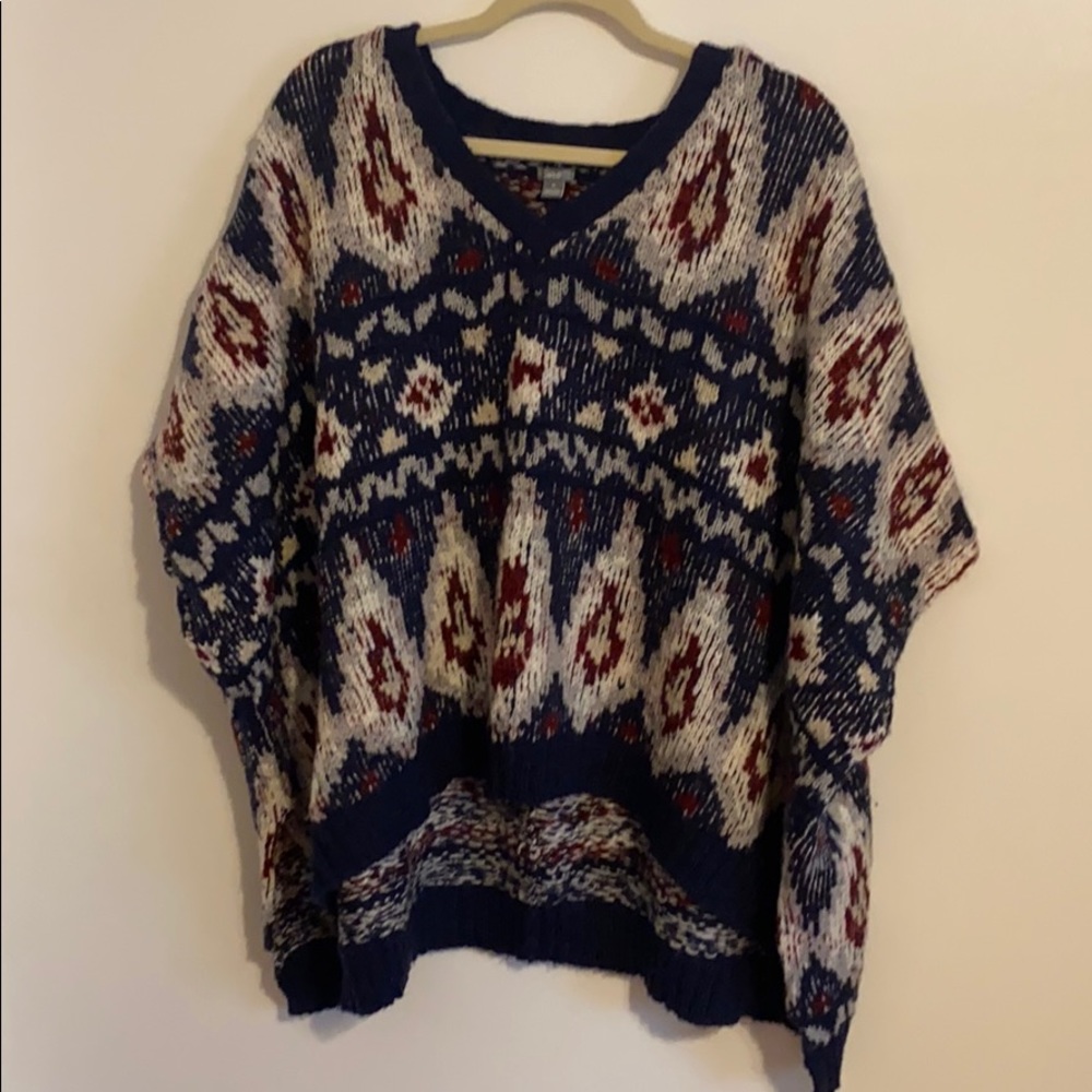 Aerie Patterned Poncho Sweater
